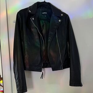 Express Women's Black Faux Leather Biker Jacket XS